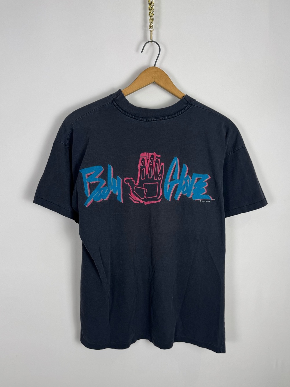 Vintage 80s Body Glove Black Tee with Blue and Pink Graphic